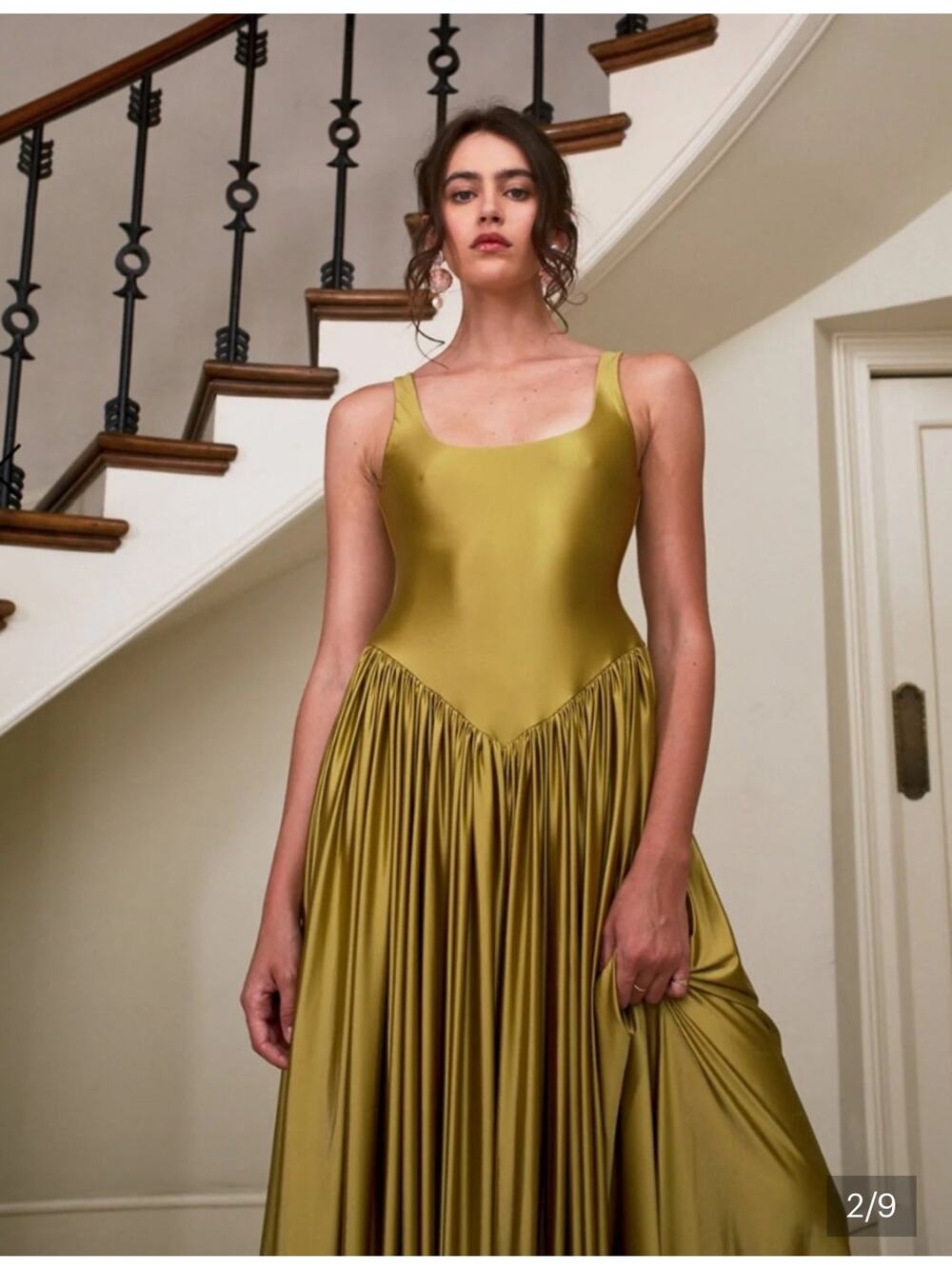 Delfi Collective Oriana Chic Gold Satin Gown